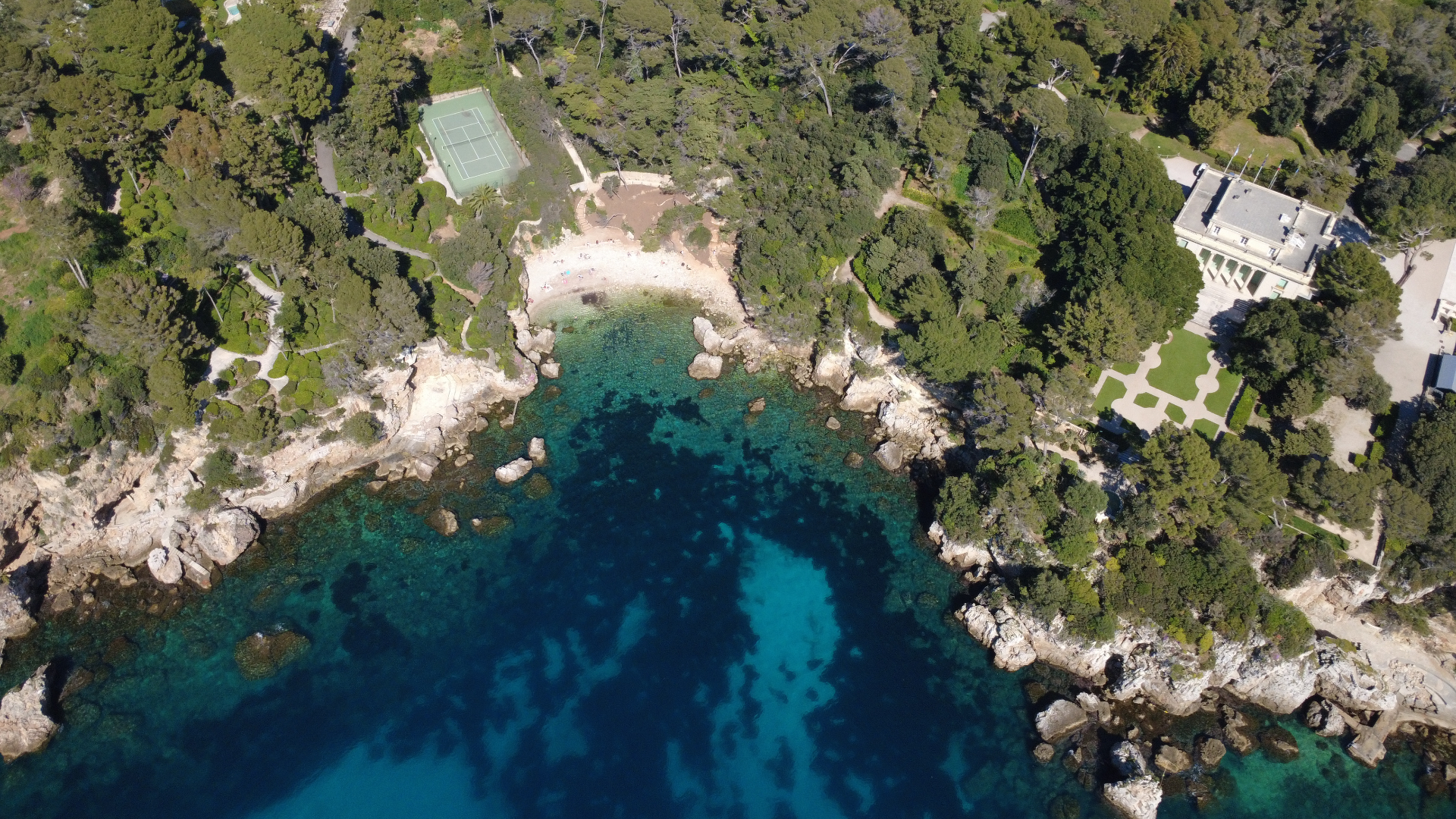 Turquoise Mediterranean cove from above